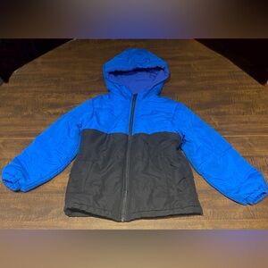 Hooded blue and black  puffer jacket